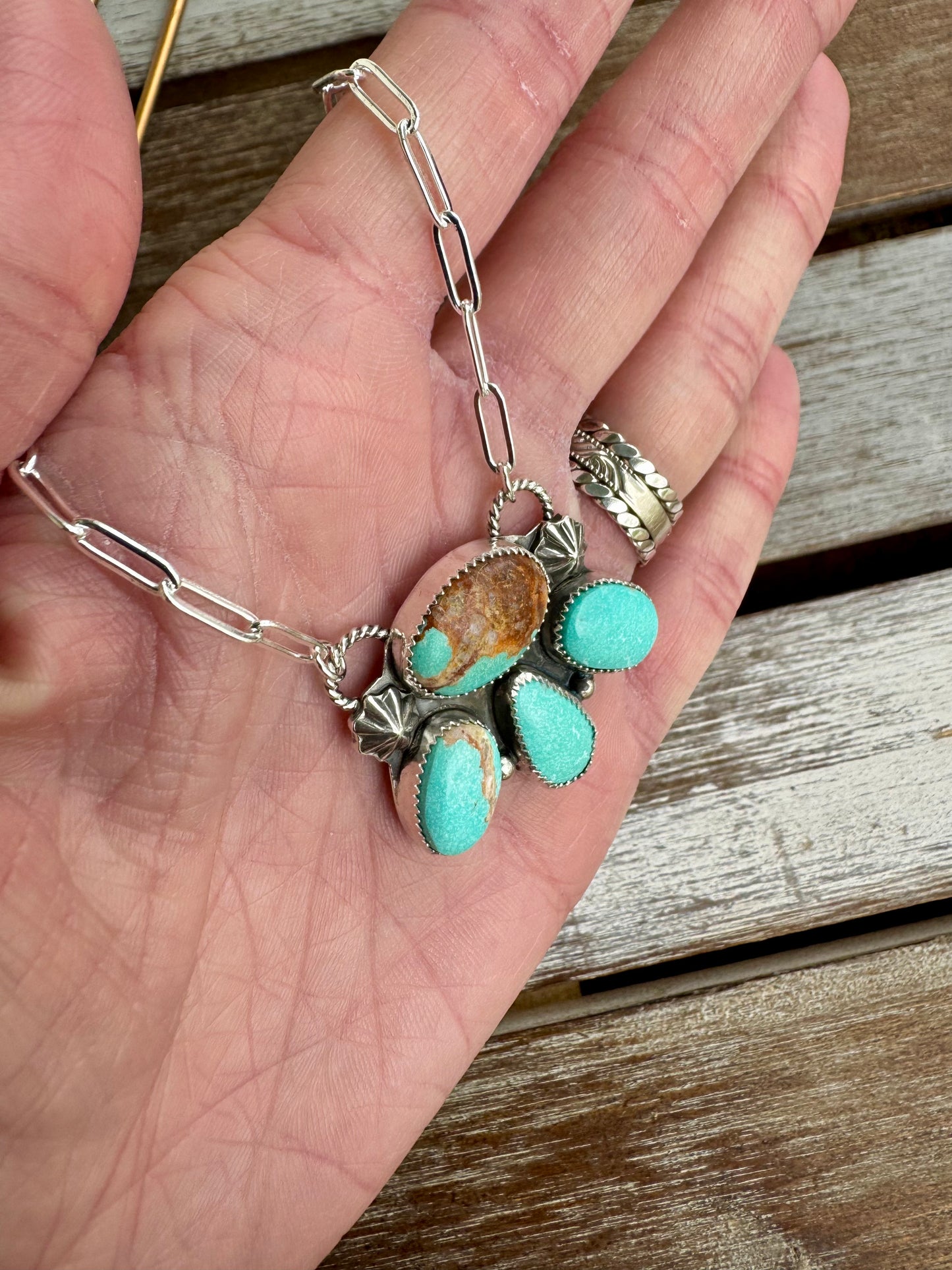 Custom Nevada Fox Turquoise Statement Necklace 18"