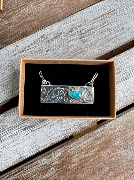 Morenci Turquoise Bar Necklace 16"