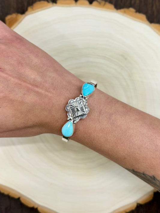 Sleeping Beauty Turquoise Concho Cuff Bracelet