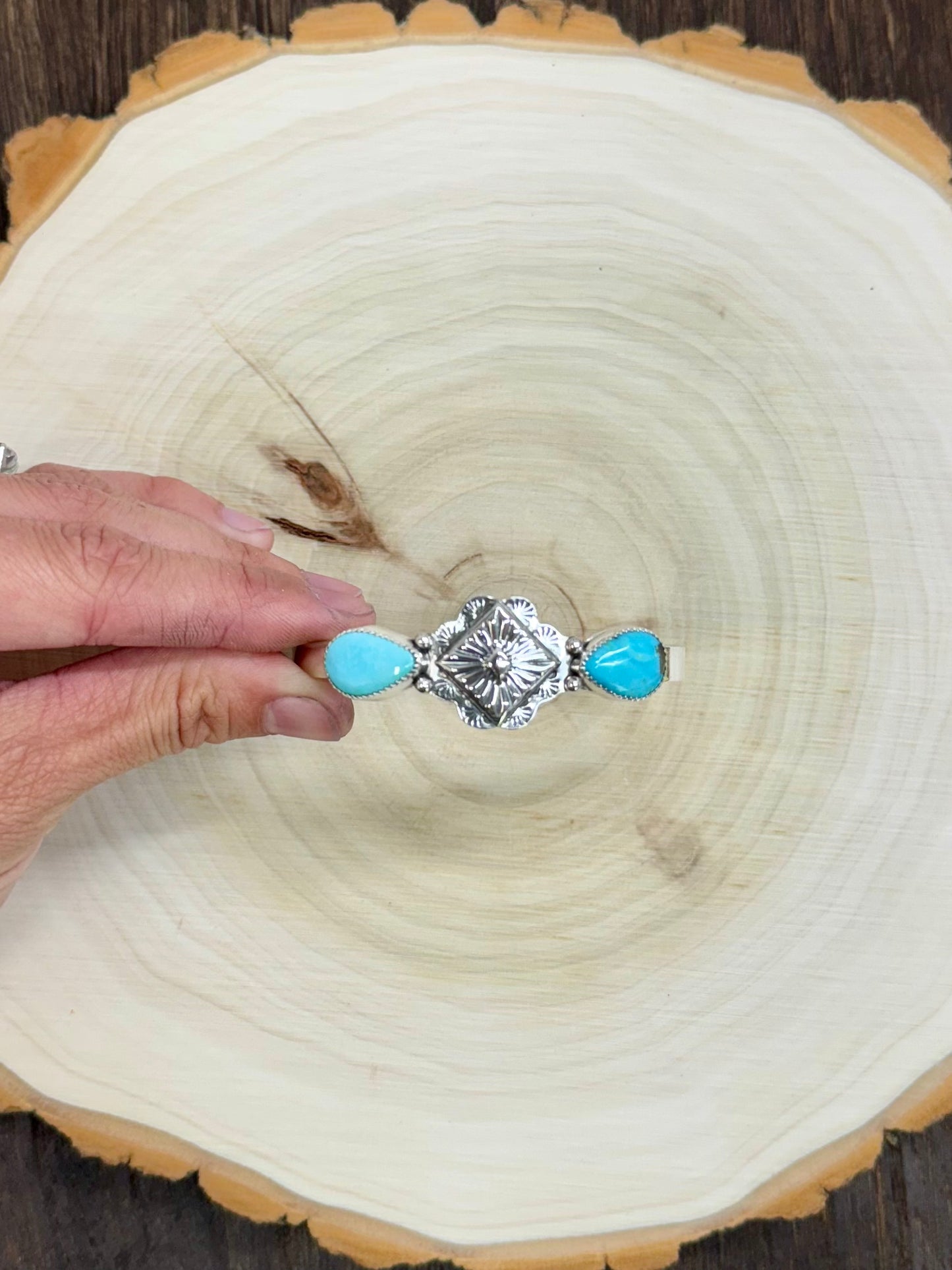 Sleeping Beauty Turquoise Concho Cuff Bracelet