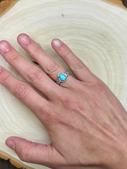 Blue Mohave Turquoise Four Prong Ring Size 7
