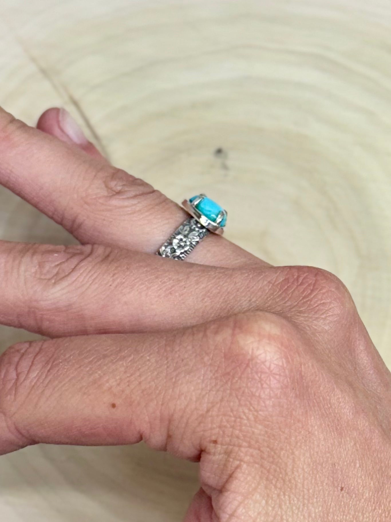 Blue Mohave Turquoise Four Prong Ring Size 7