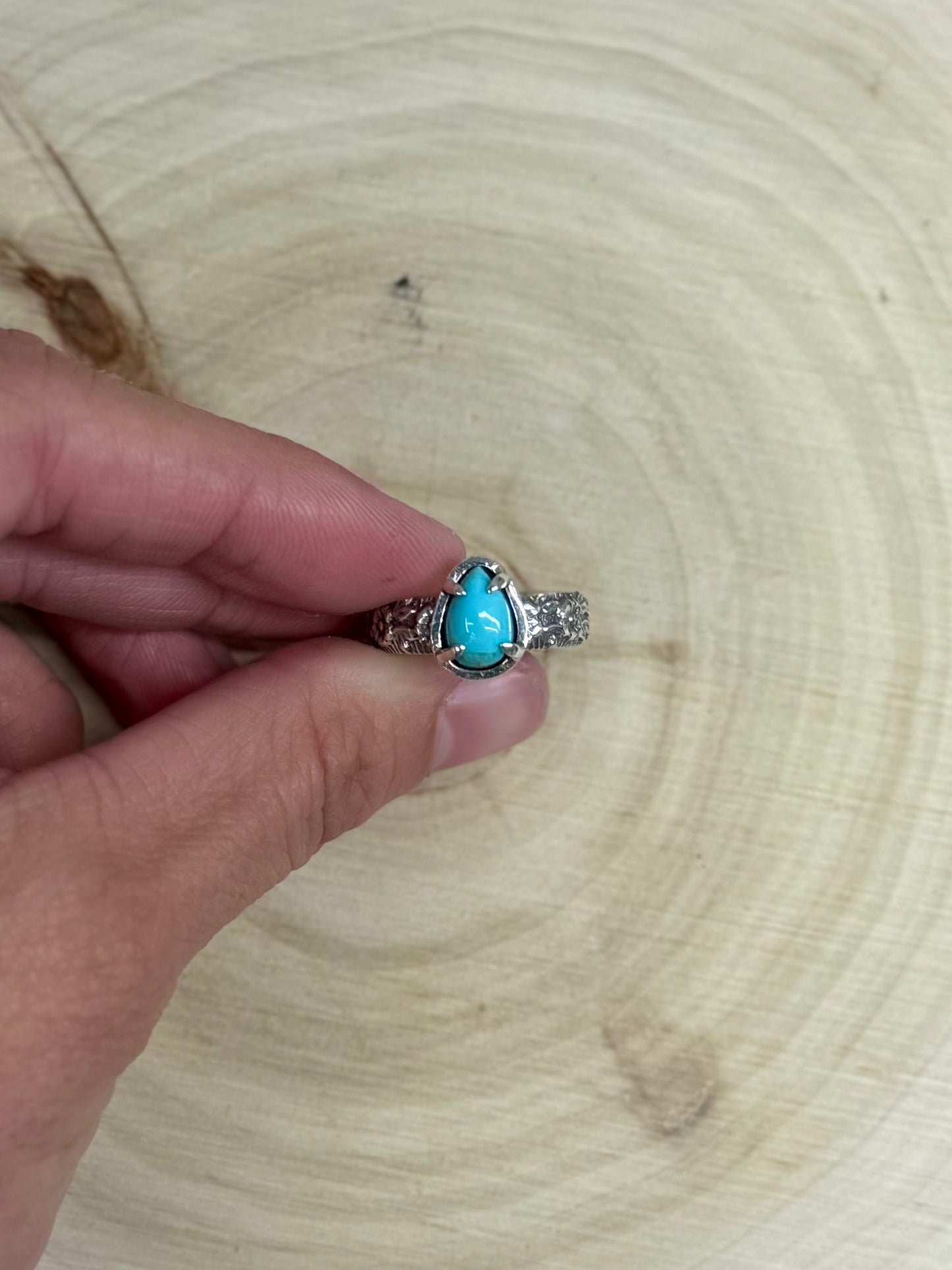 Blue Mohave Turquoise Four Prong Ring Size 7