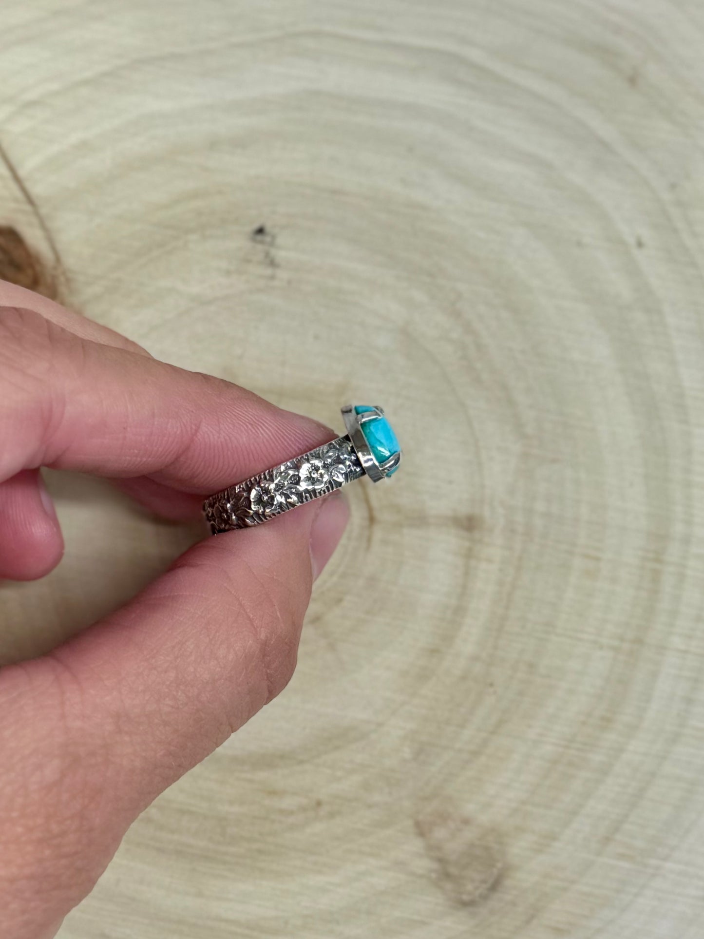 Blue Mohave Turquoise Four Prong Ring Size 7