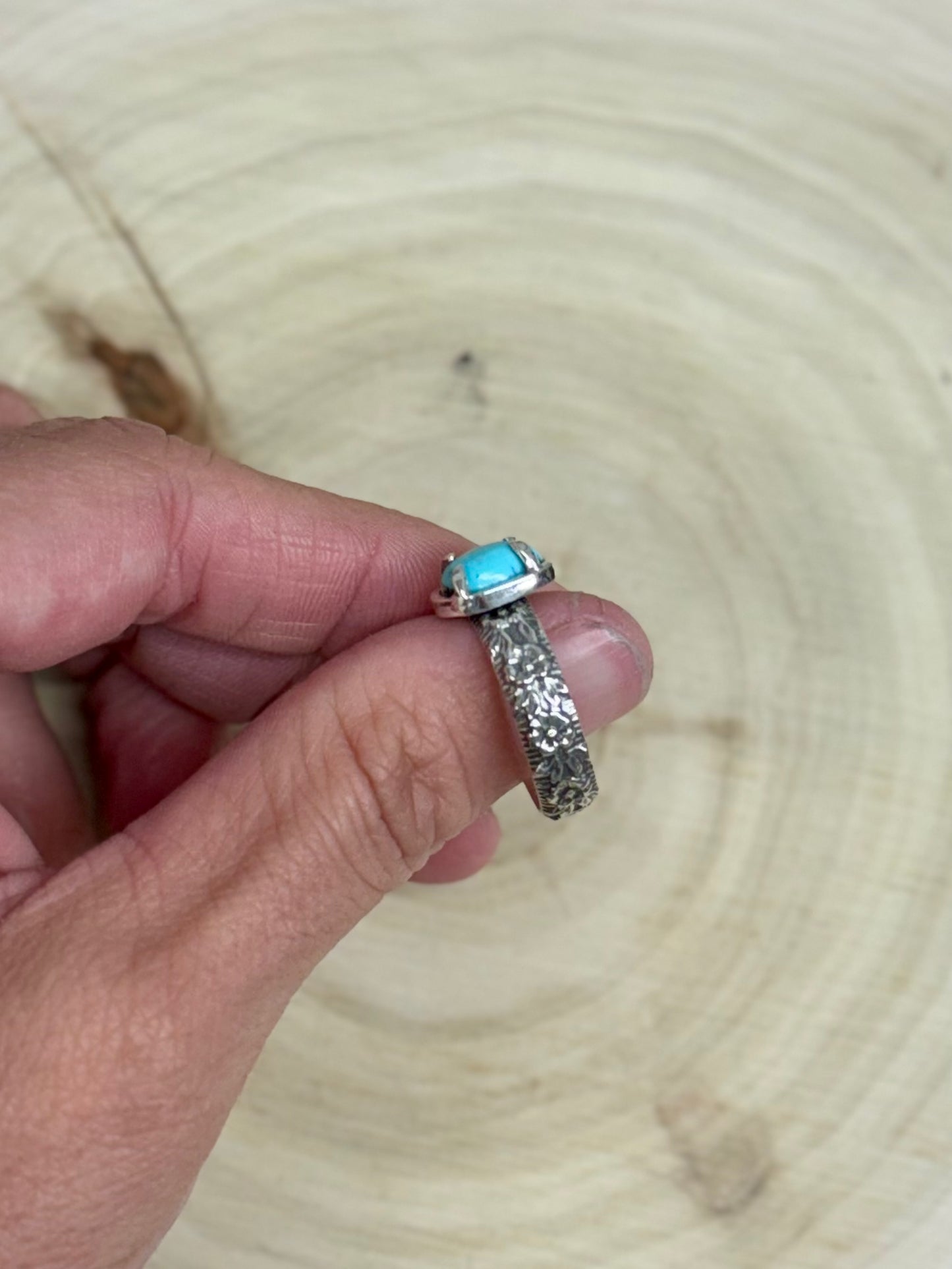 Blue Mohave Turquoise Four Prong Ring Size 7