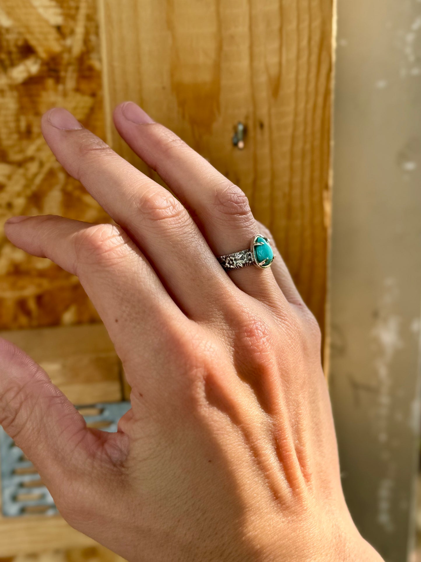 Blue Mohave Turquoise Four Prong Ring Size 7