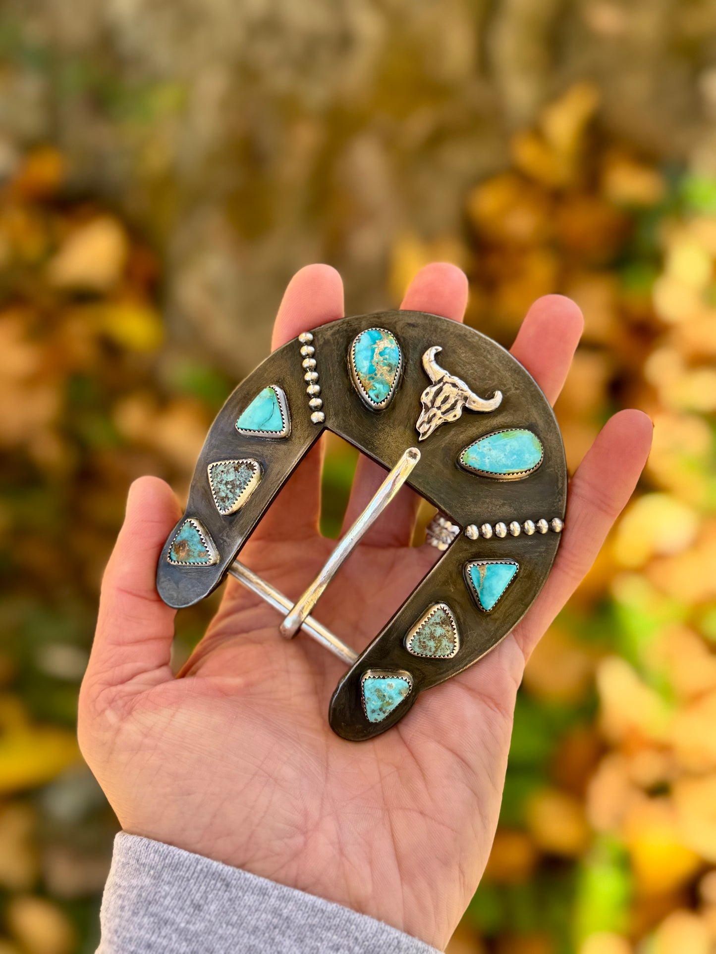 Assorted Turquoise Cow Skull Belt Buckle