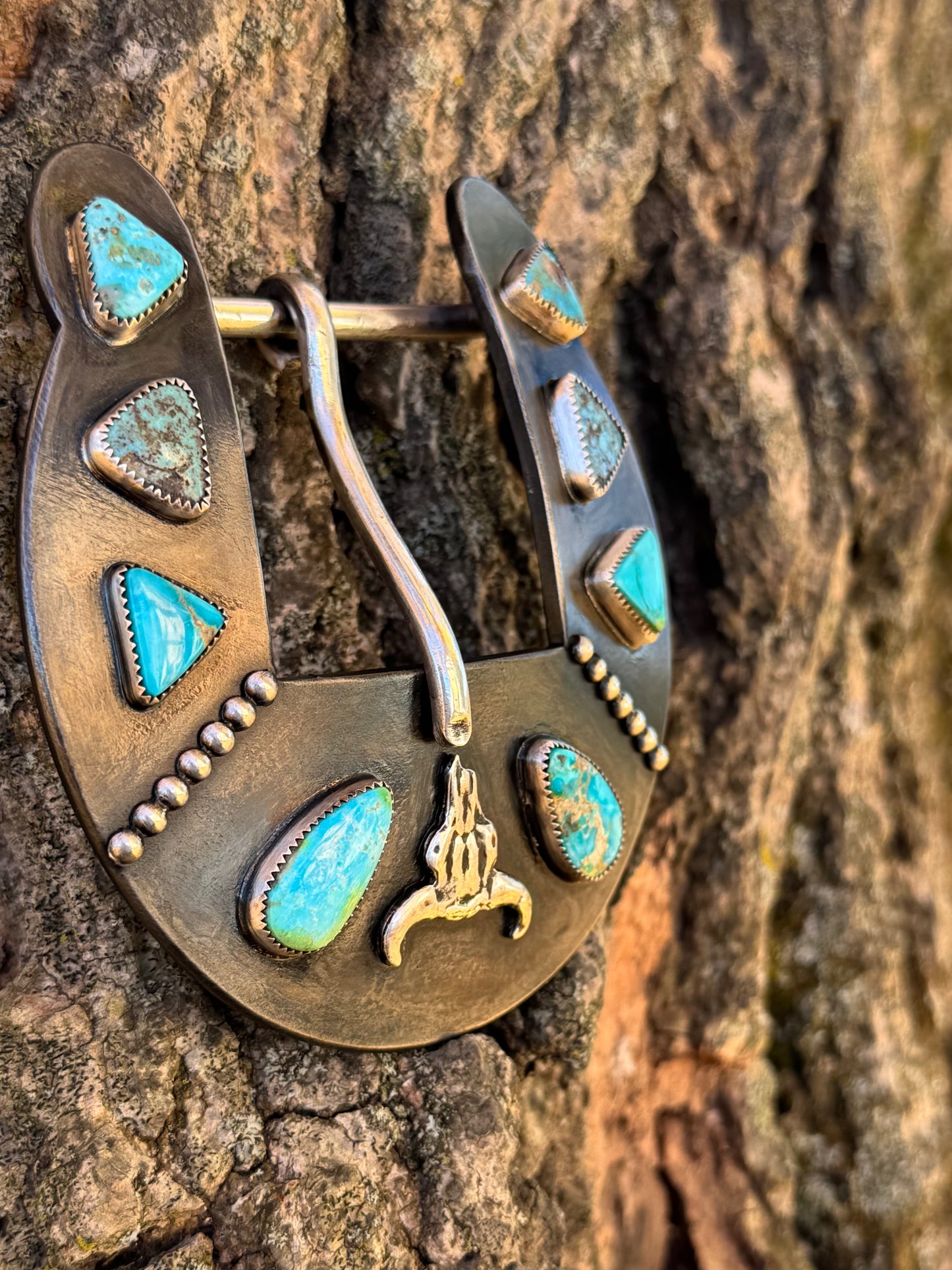 Assorted Turquoise Cow Skull Belt Buckle