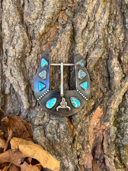 Assorted Turquoise Cow Skull Belt Buckle
