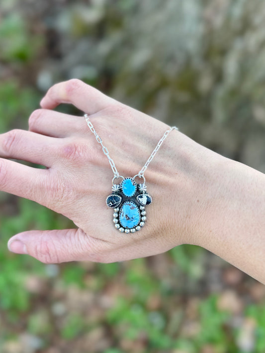 Golden Hills Turquoise & White Buffalo Necklace 16"