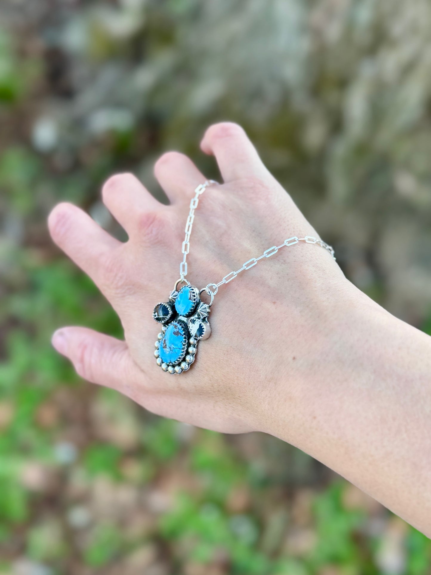 Golden Hills Turquoise & White Buffalo Necklace 16"