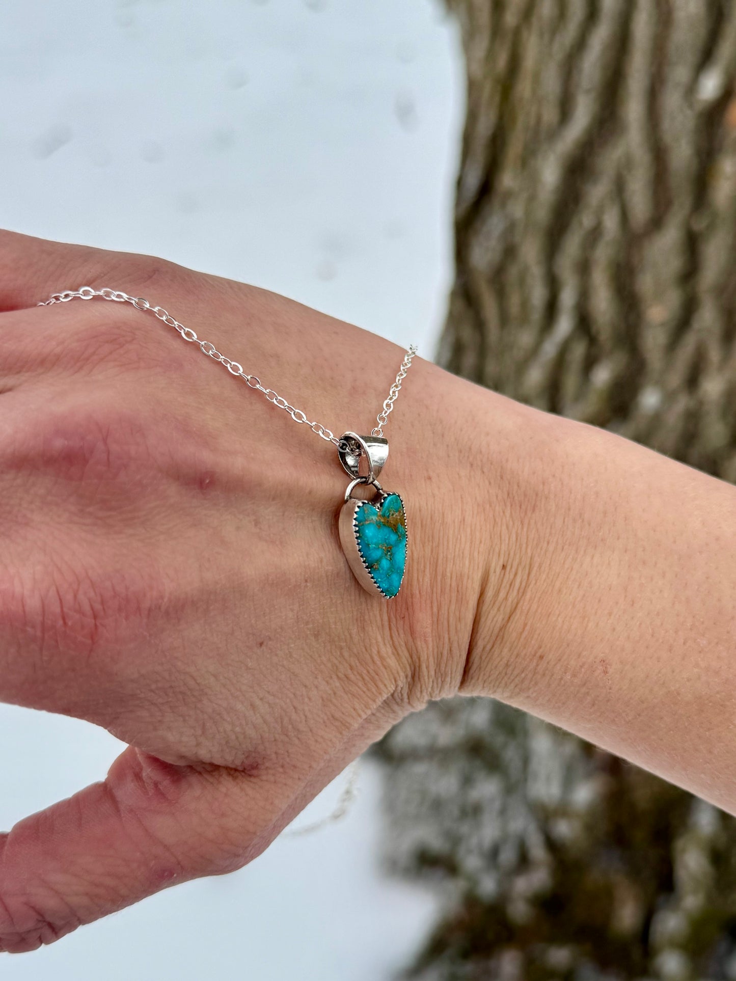 Sonoran Turquoise Heart Pendant Necklace 16"