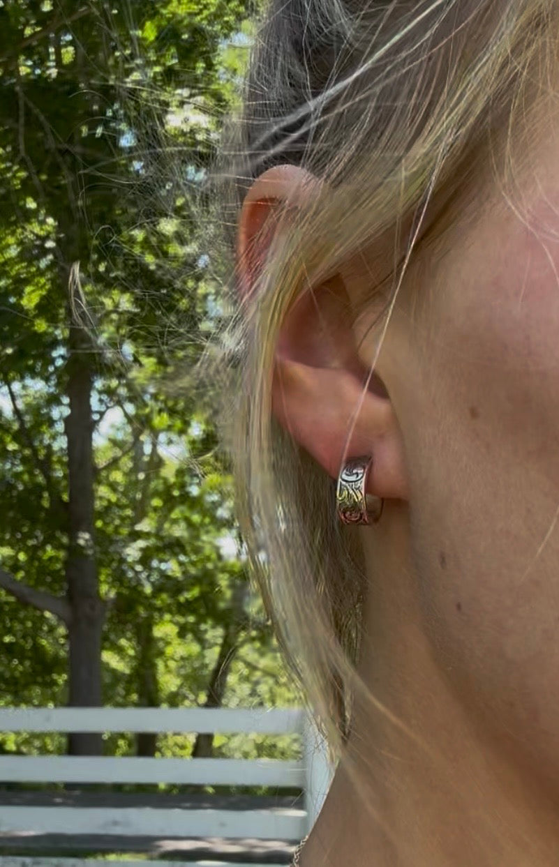 Hand engraved Silver Hoop Earrings
