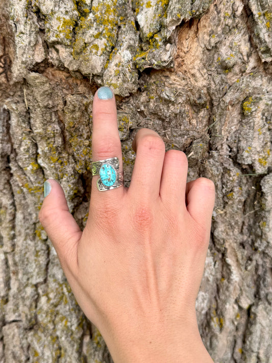 Gecko Turquoise Twist Ring Size 9