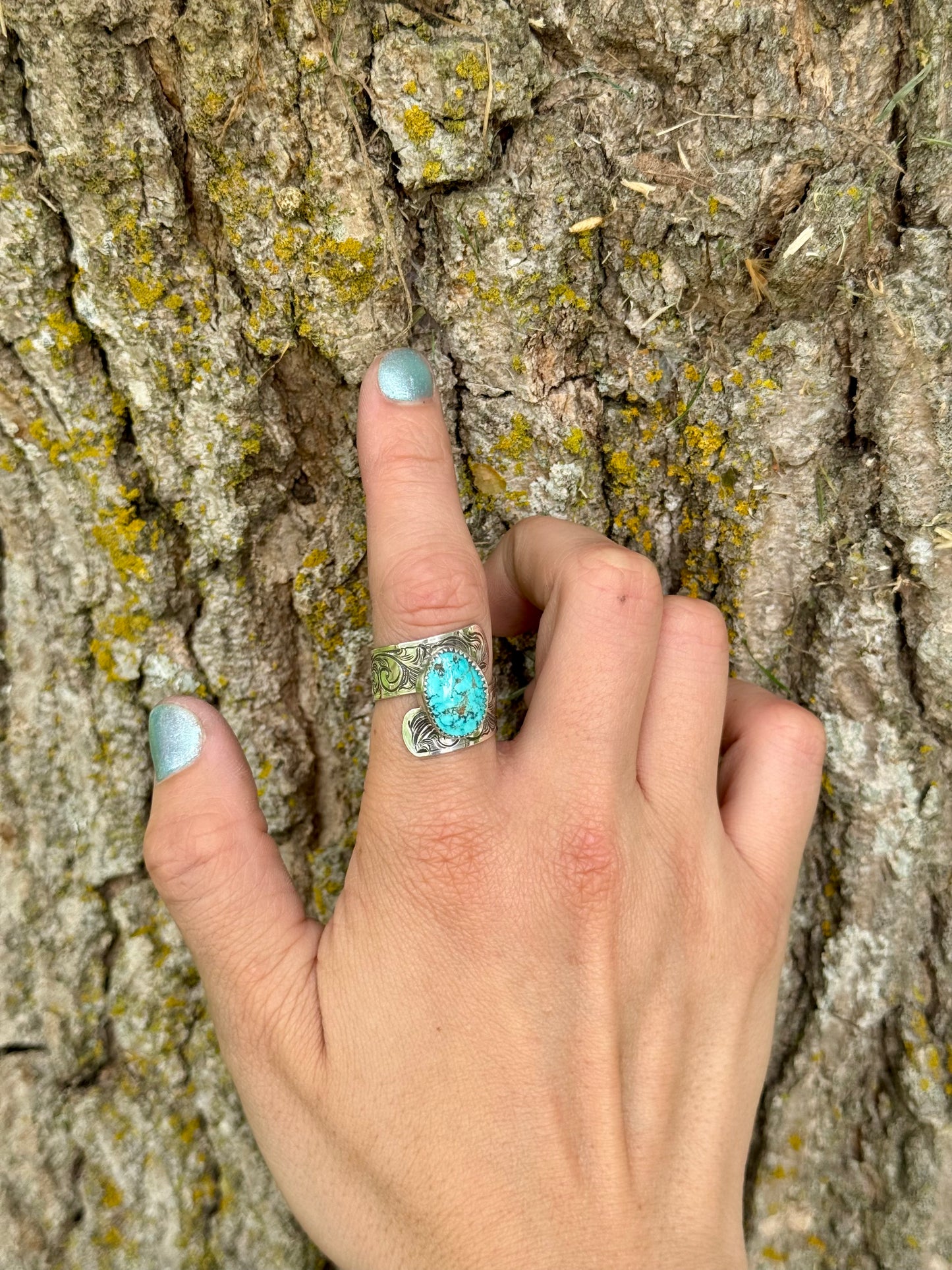 Gecko Turquoise Twist Ring Size 9