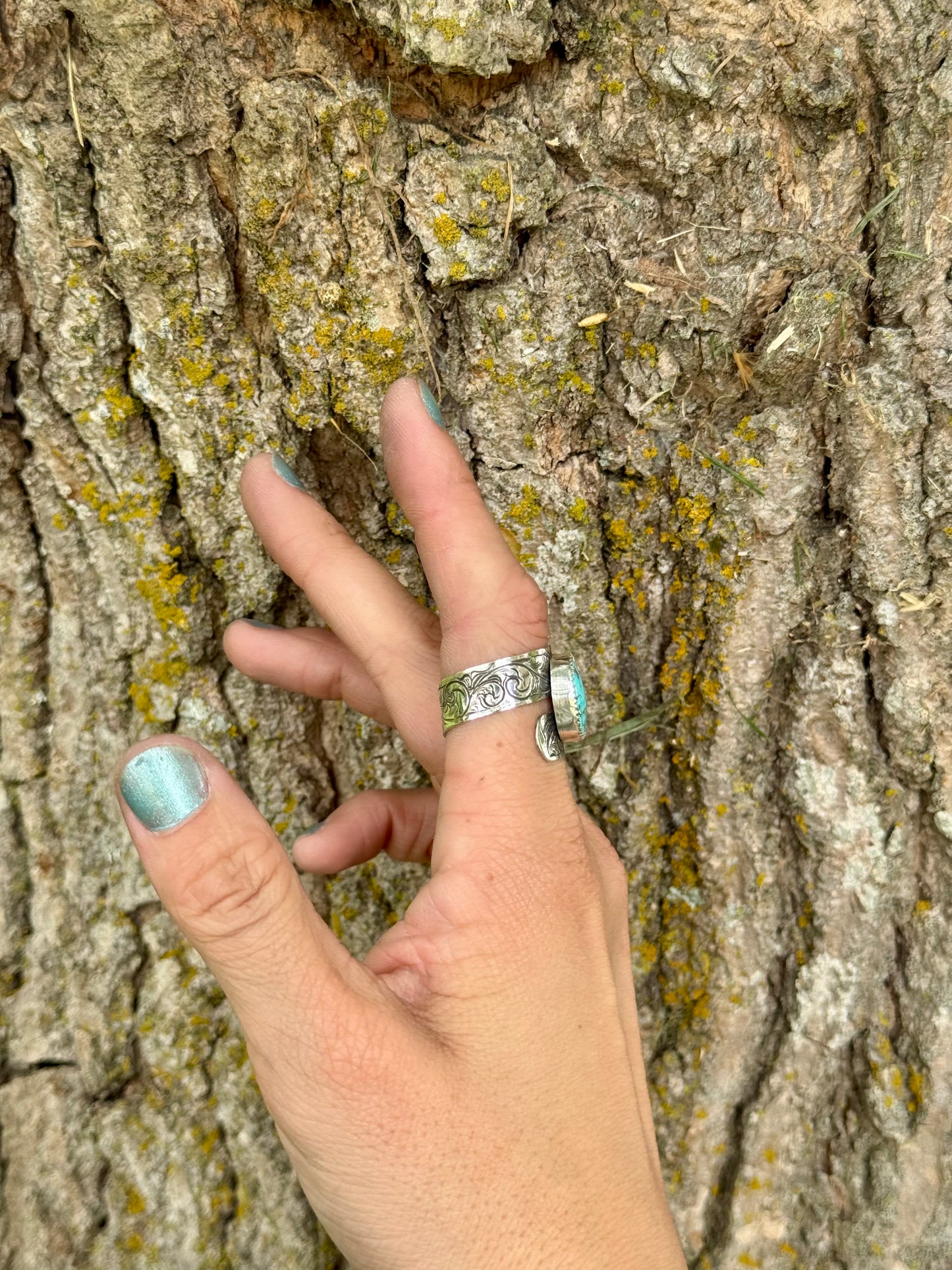 Gecko Turquoise Twist Ring Size 9