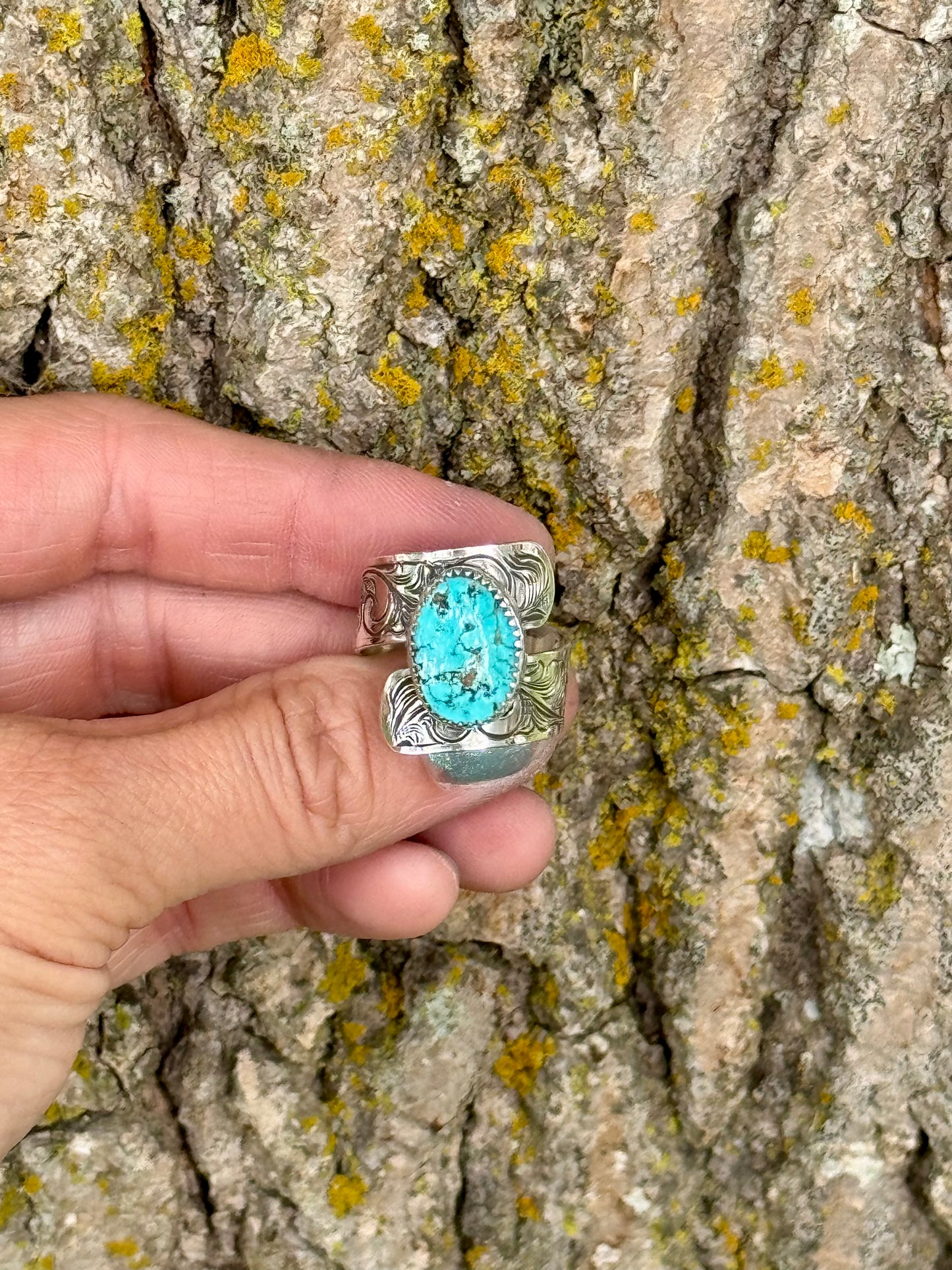 Gecko Turquoise Twist Ring Size 9