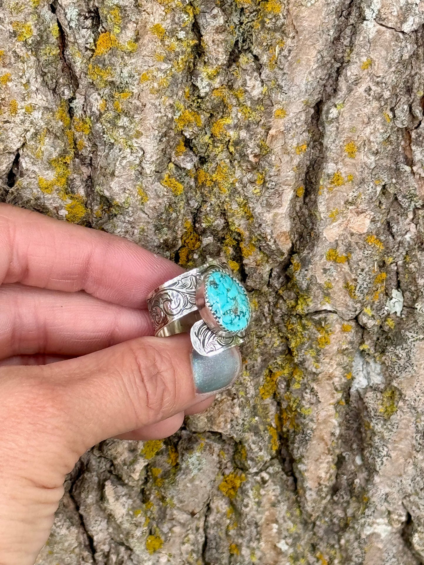 Gecko Turquoise Twist Ring Size 9