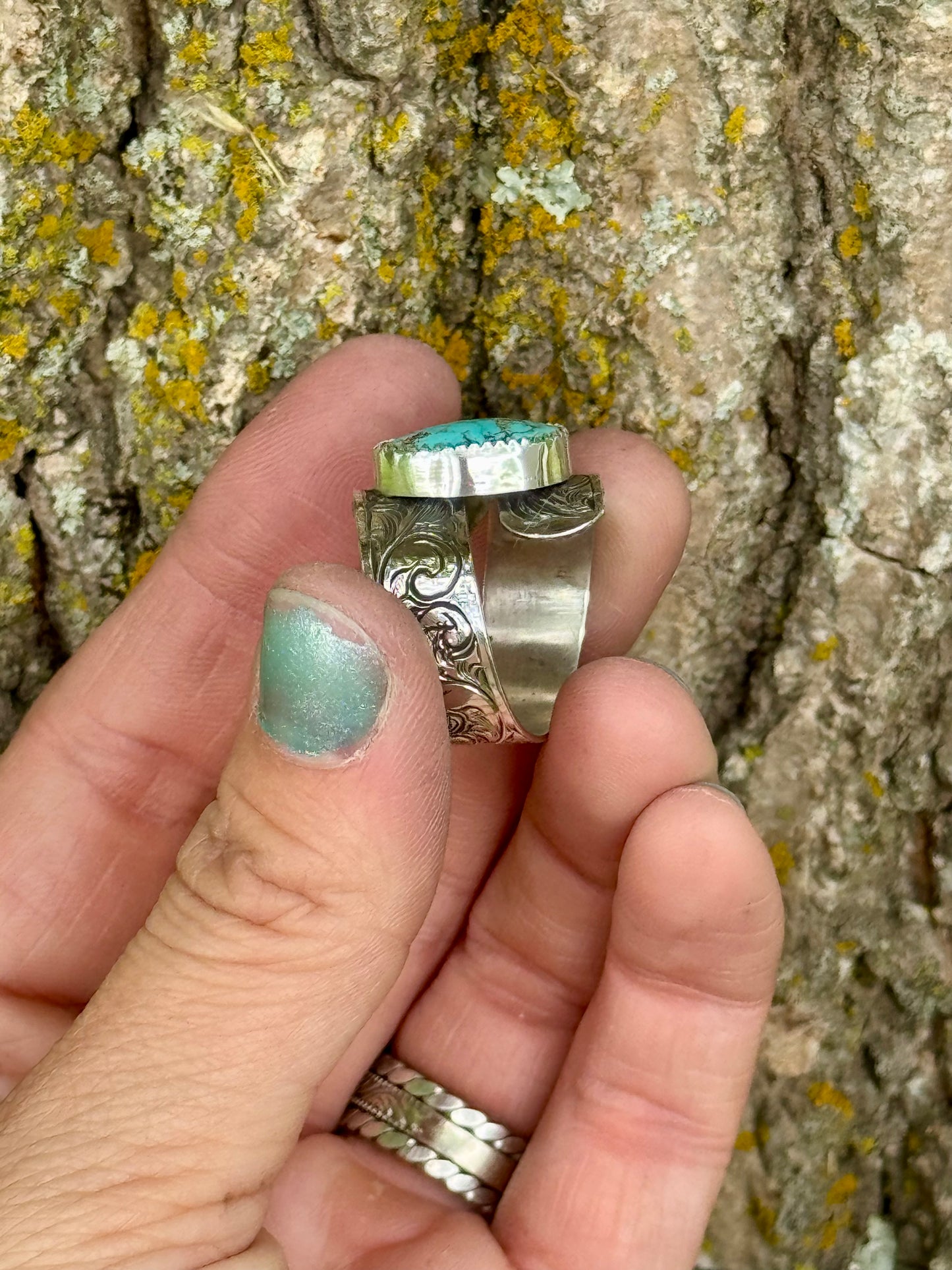 Gecko Turquoise Twist Ring Size 9