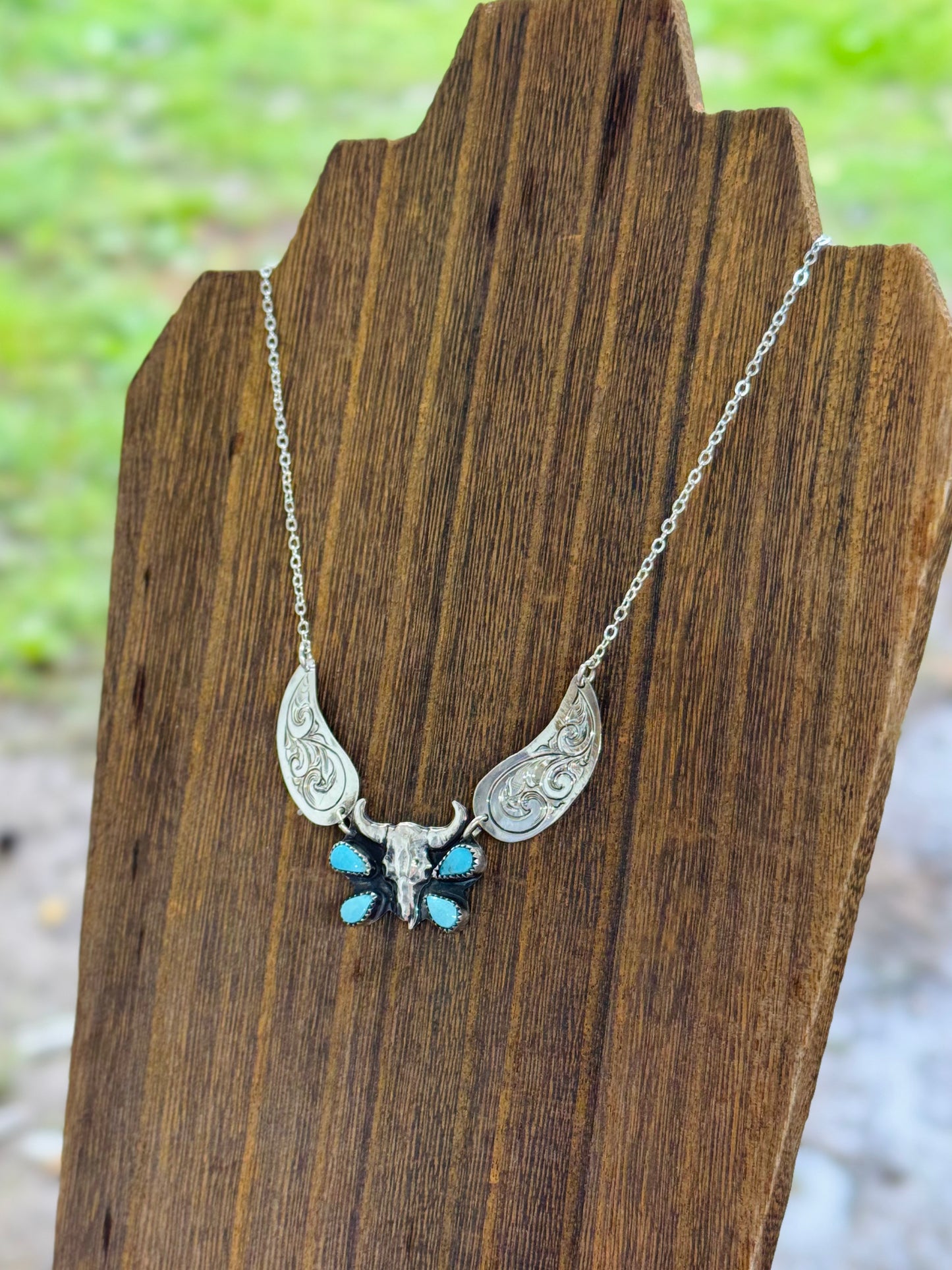 Cow Skull 3 Piece Collar Necklace 15"