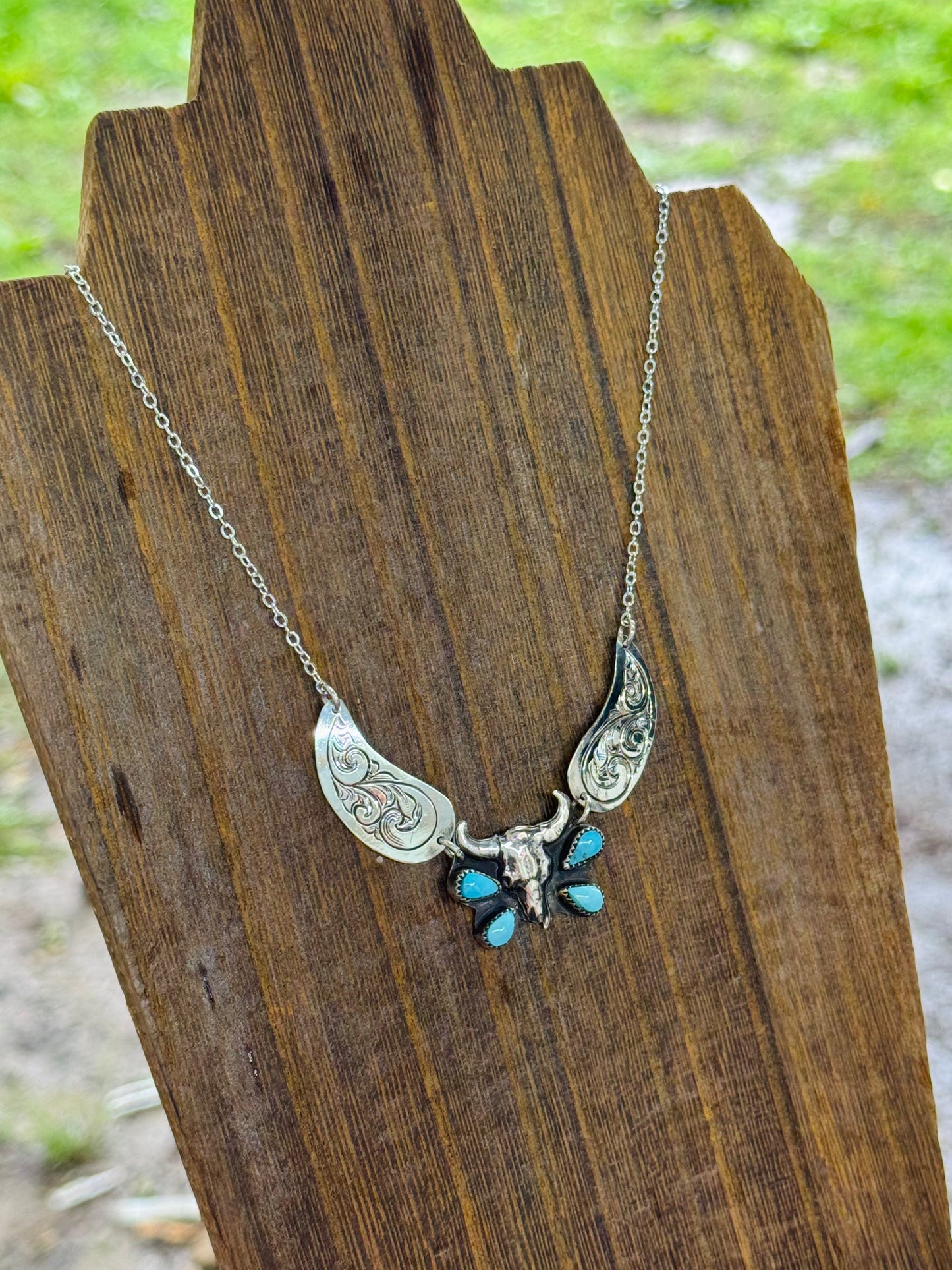 Cow Skull 3 Piece Collar Necklace 15"