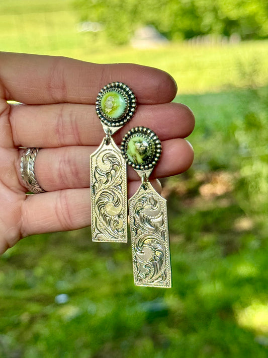 Palomino Cattle Tag Stud Earrings