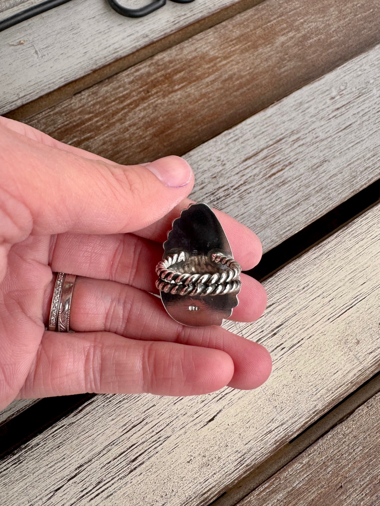 Tibetan Turquoise Western Statment Ring Size 6