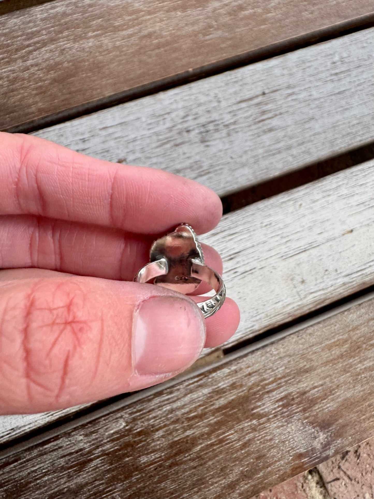 Mountain Turquoise Western Leaf Ring Size 6.5