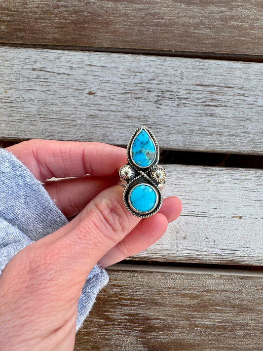 Western Turquoise Mountain Ring Size 6.5