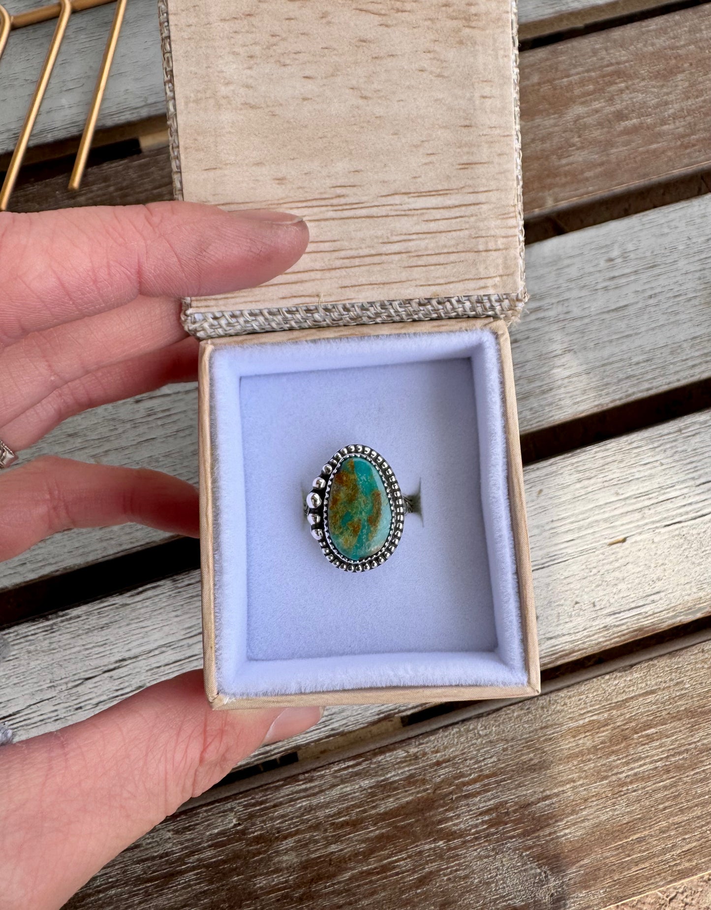 Western Fox Turquoise Ring Size 7