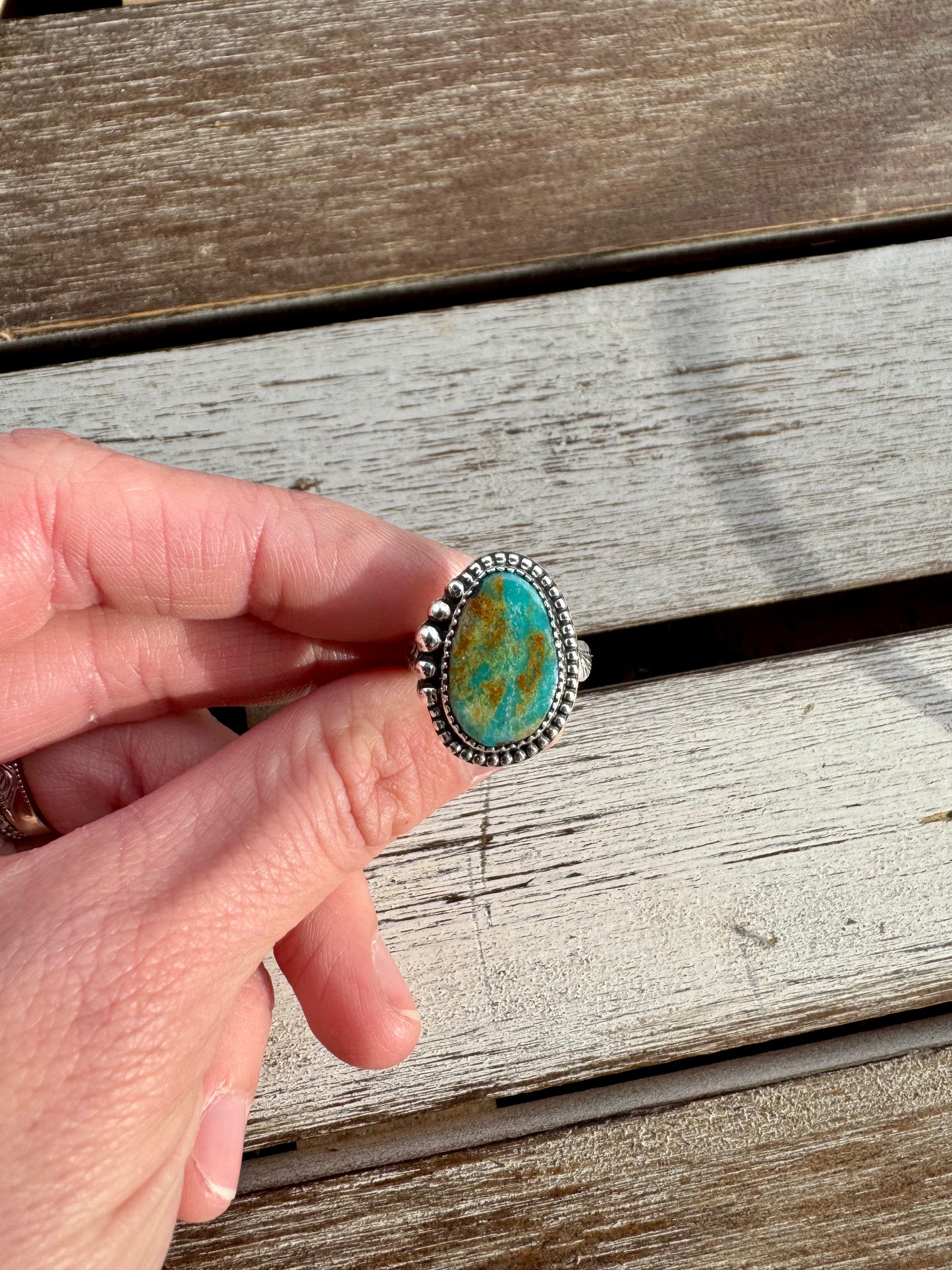 Western Fox Turquoise Ring Size 7