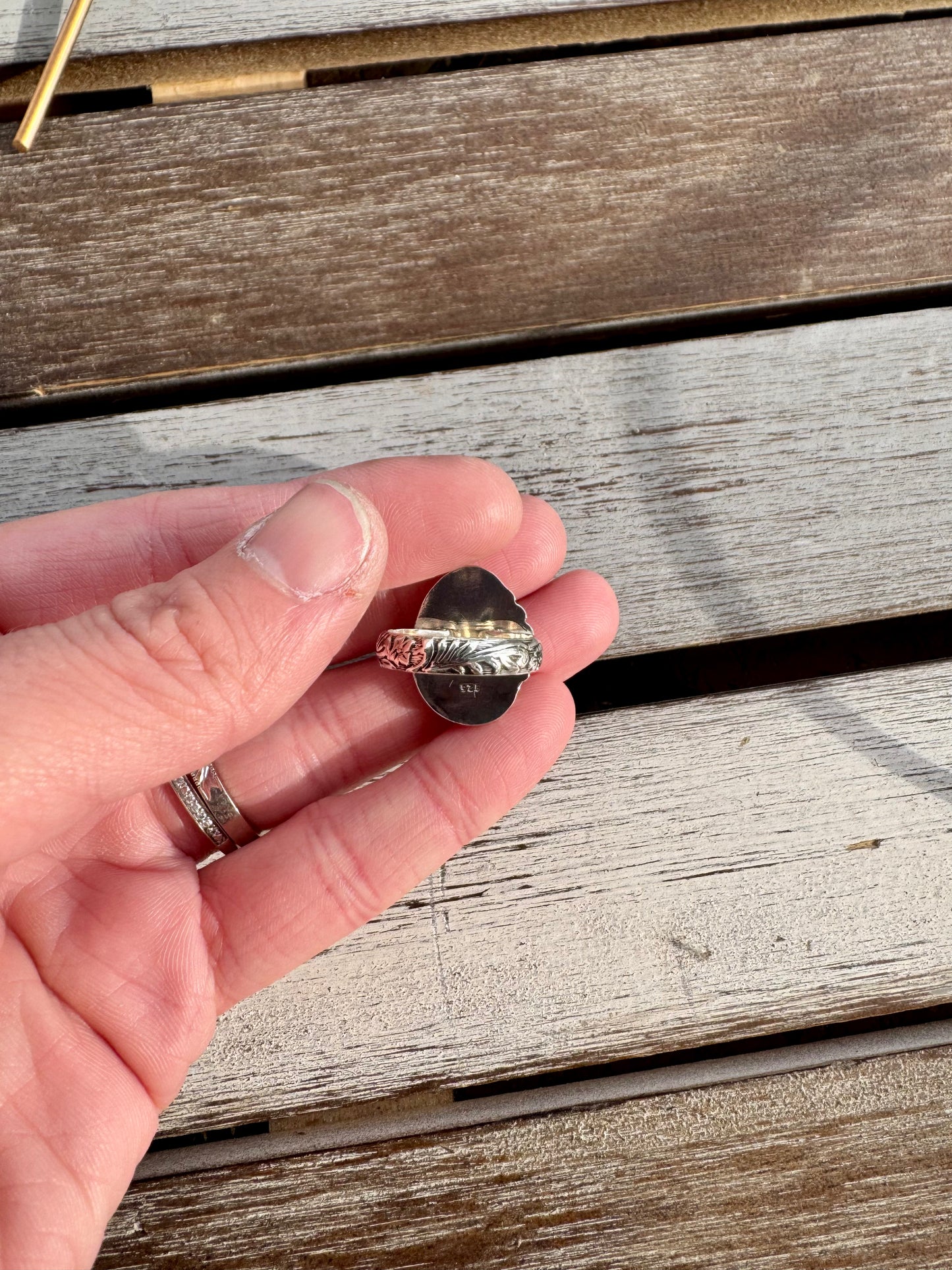 Western Fox Turquoise Ring Size 7