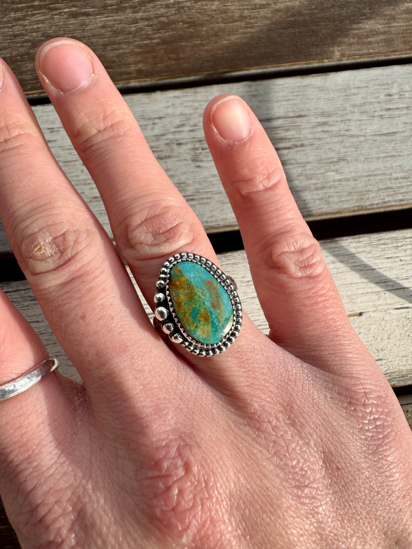 Western Fox Turquoise Ring Size 7