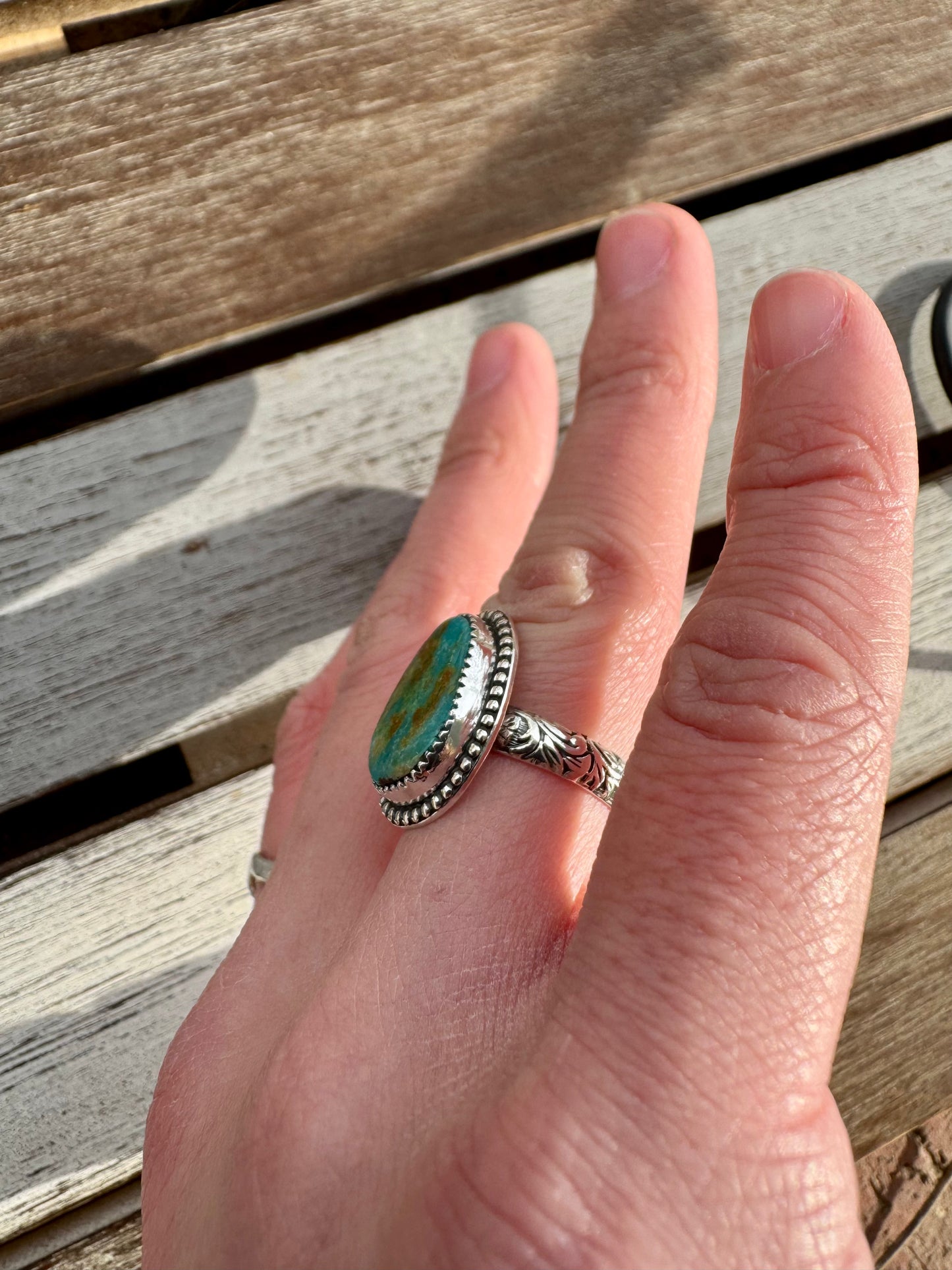 Western Fox Turquoise Ring Size 7