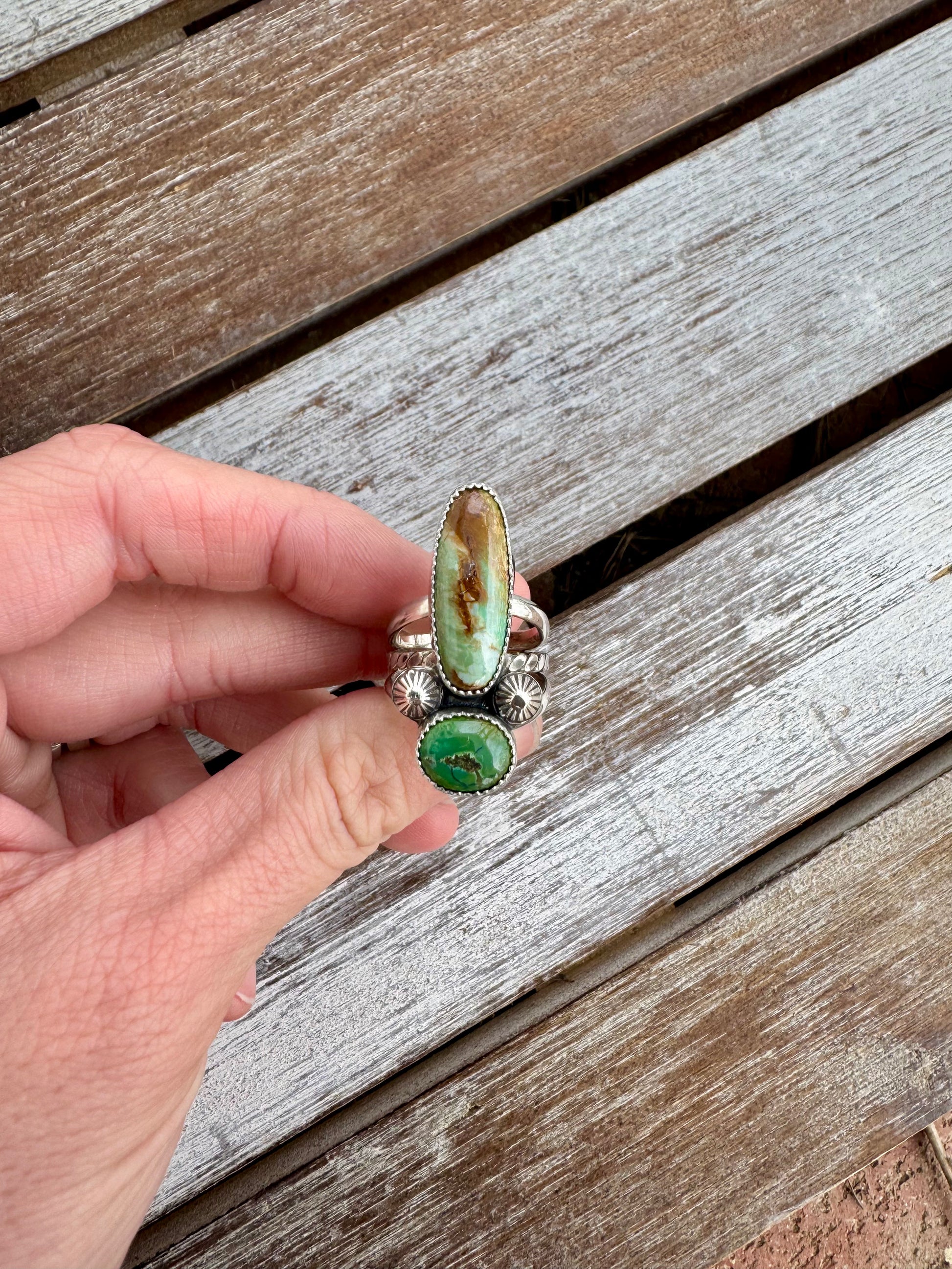 Tibetan Turquoise Statement Ring Size 7