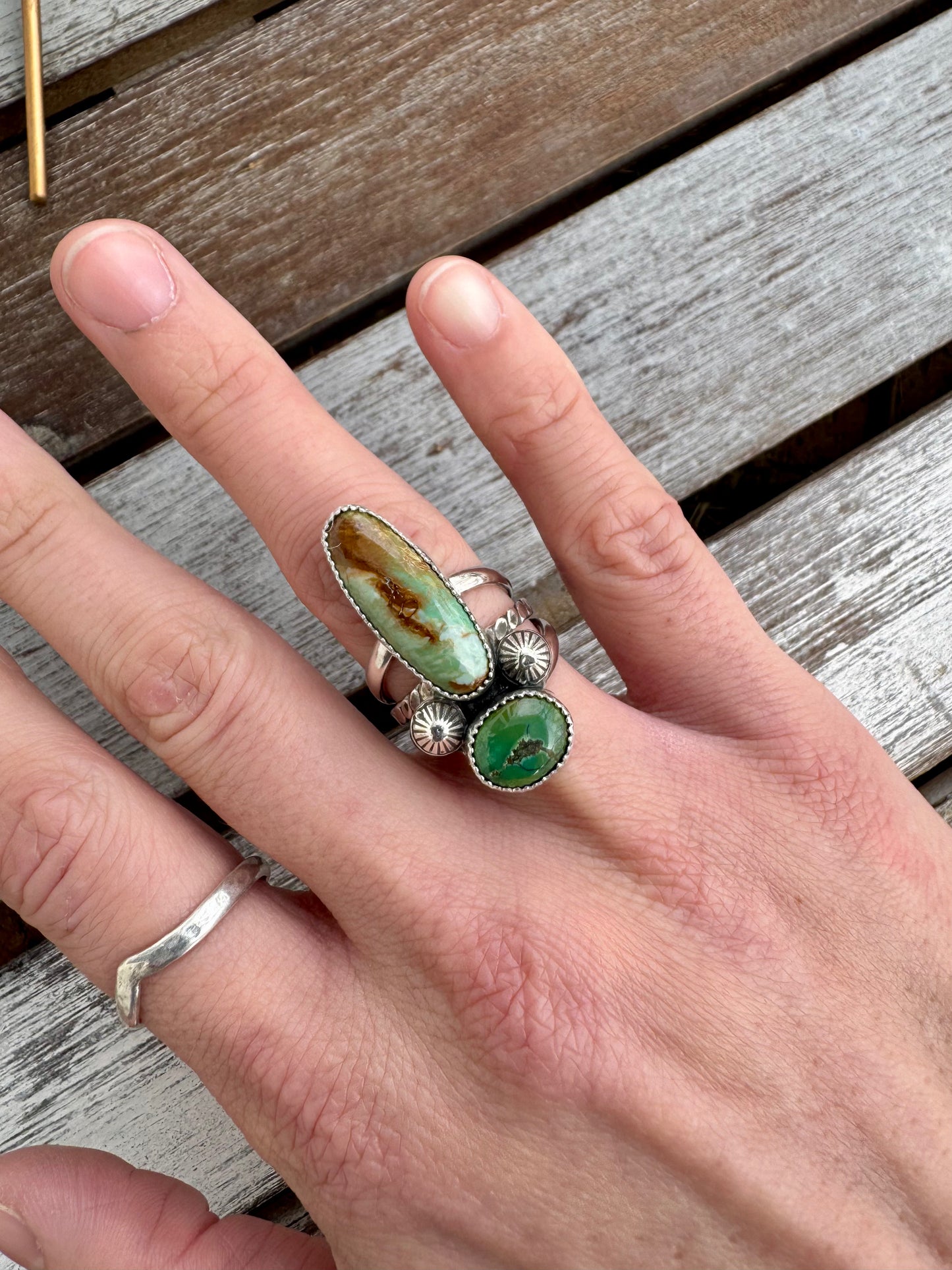 Tibetan Turquoise statement ring size 7