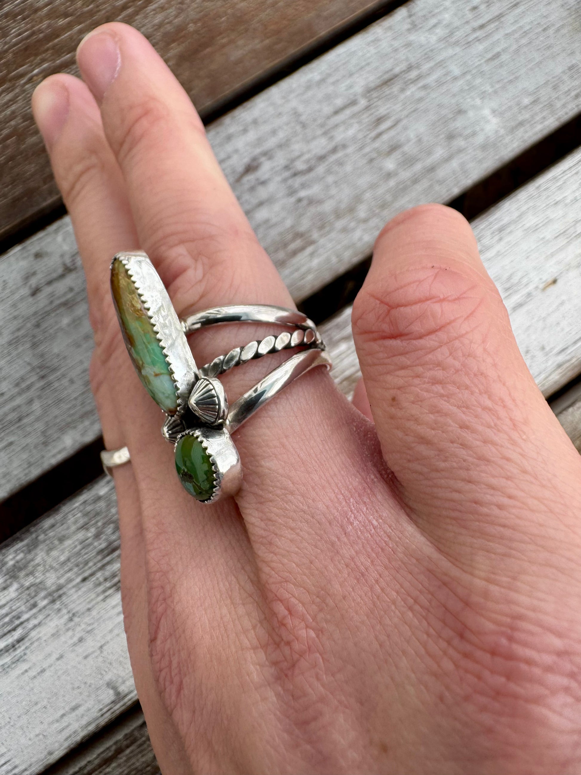 Tibetan Turquoise Statement Ring Size 7