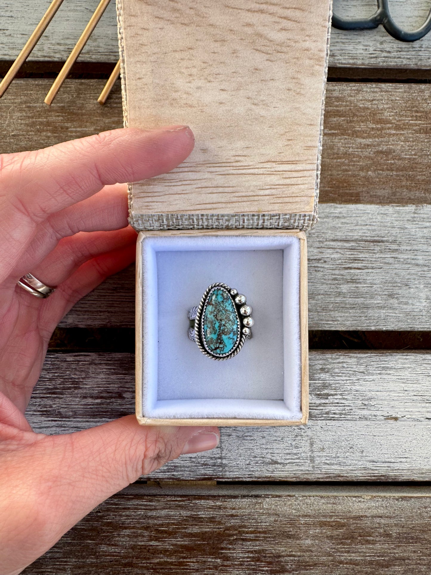 Egyptian Turquoise Statment Ring Size 7.5