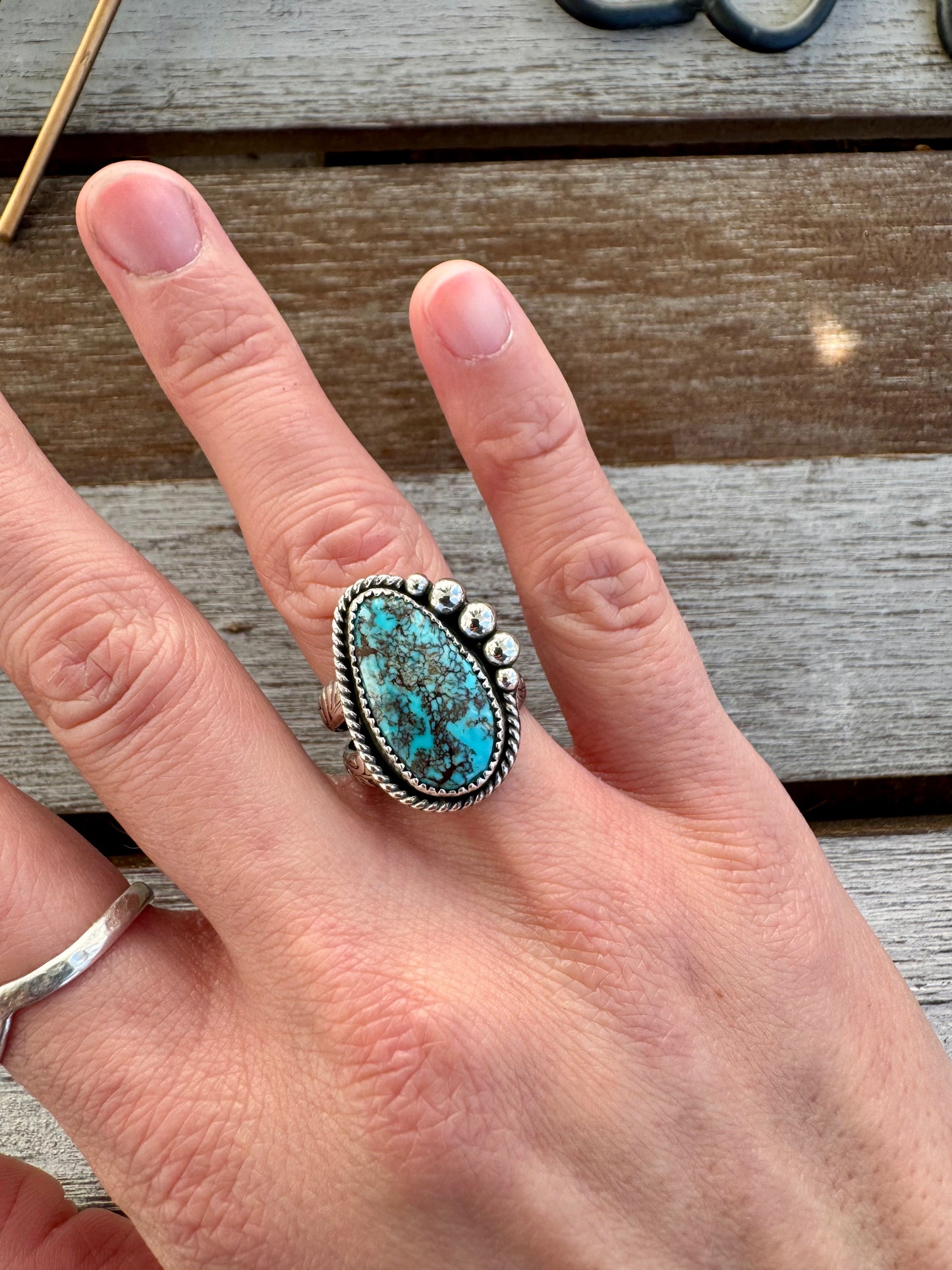 Egyptian Turquoise Statment Ring Size 7.5