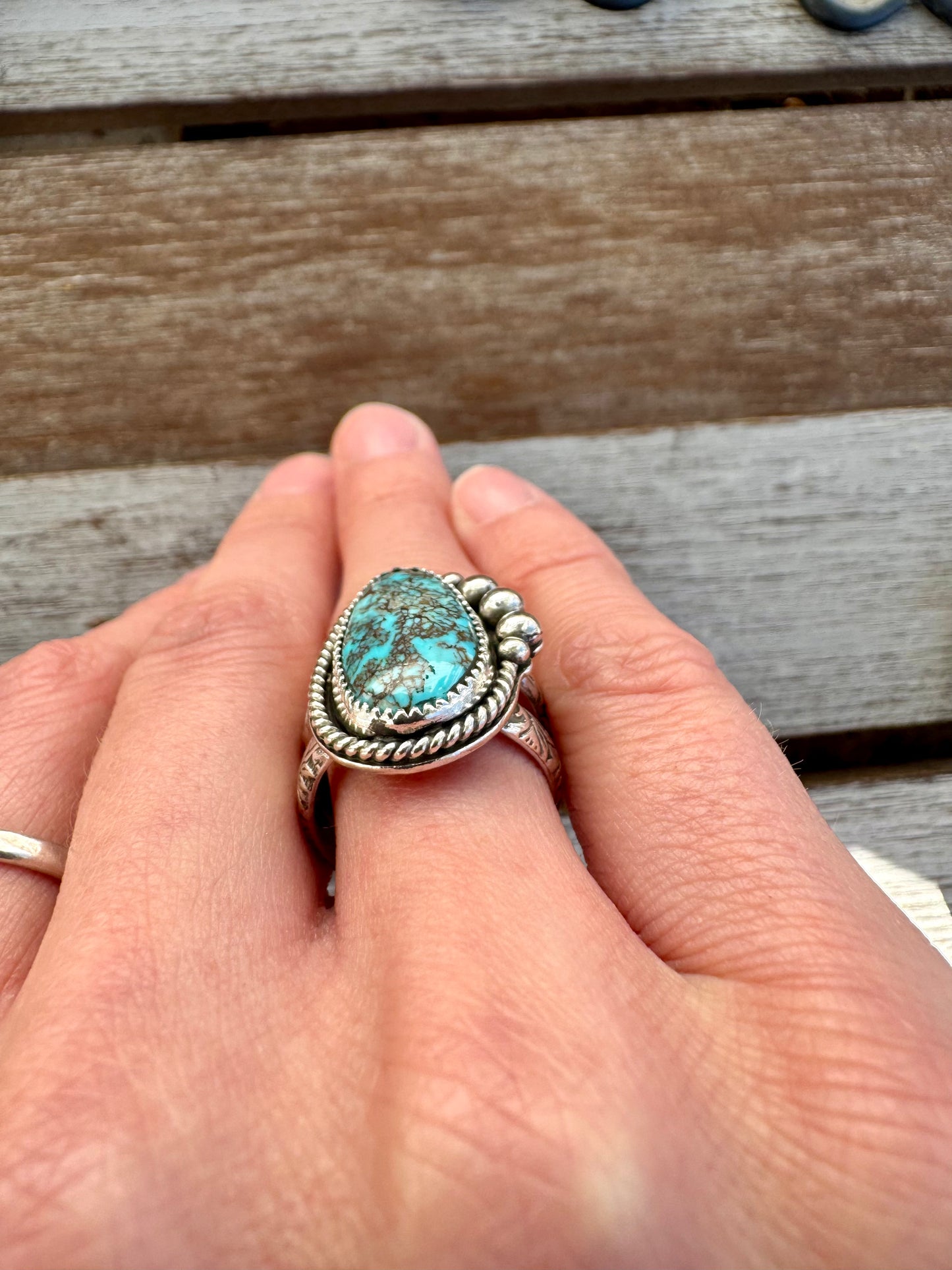 Egyptian Turquoise Statment Ring Size 7.5