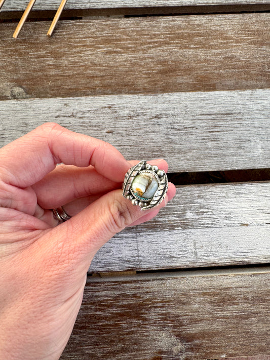 Turquoise Oyster Shell Statement Ring Size 7