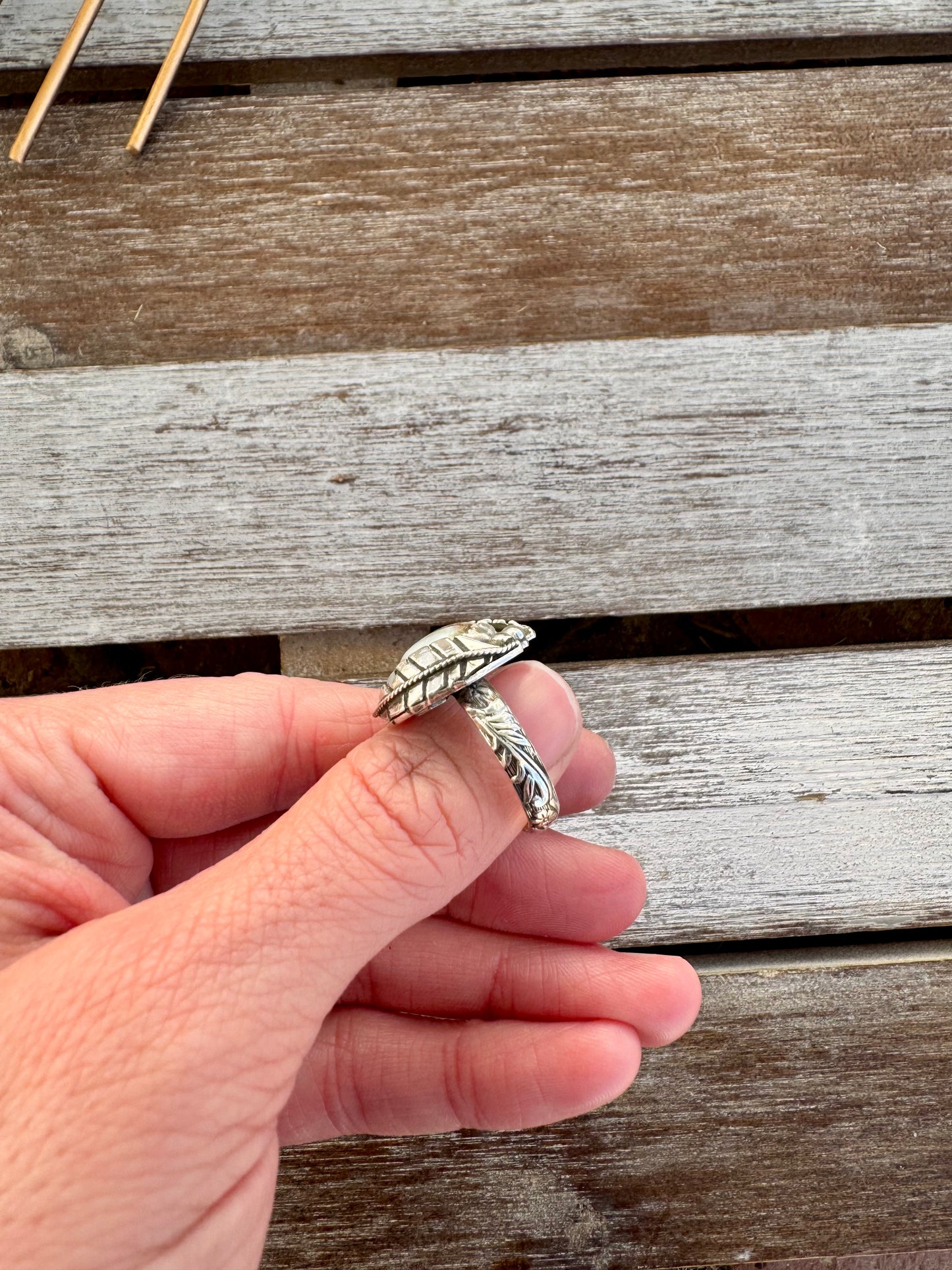 Turquoise Oyster Shell Statement Ring Size 7