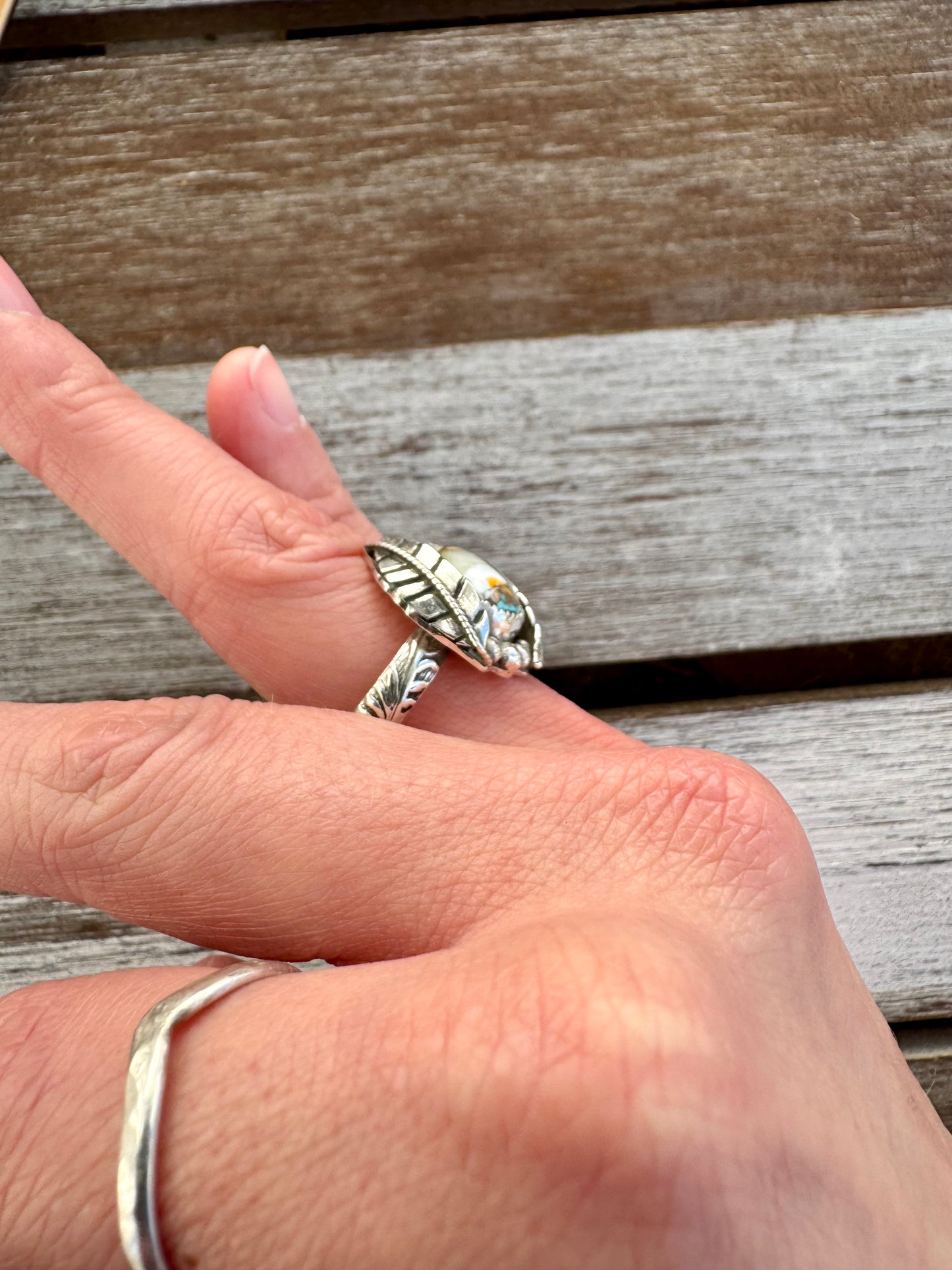 Turquoise Oyster Shell Statement Ring Size 7