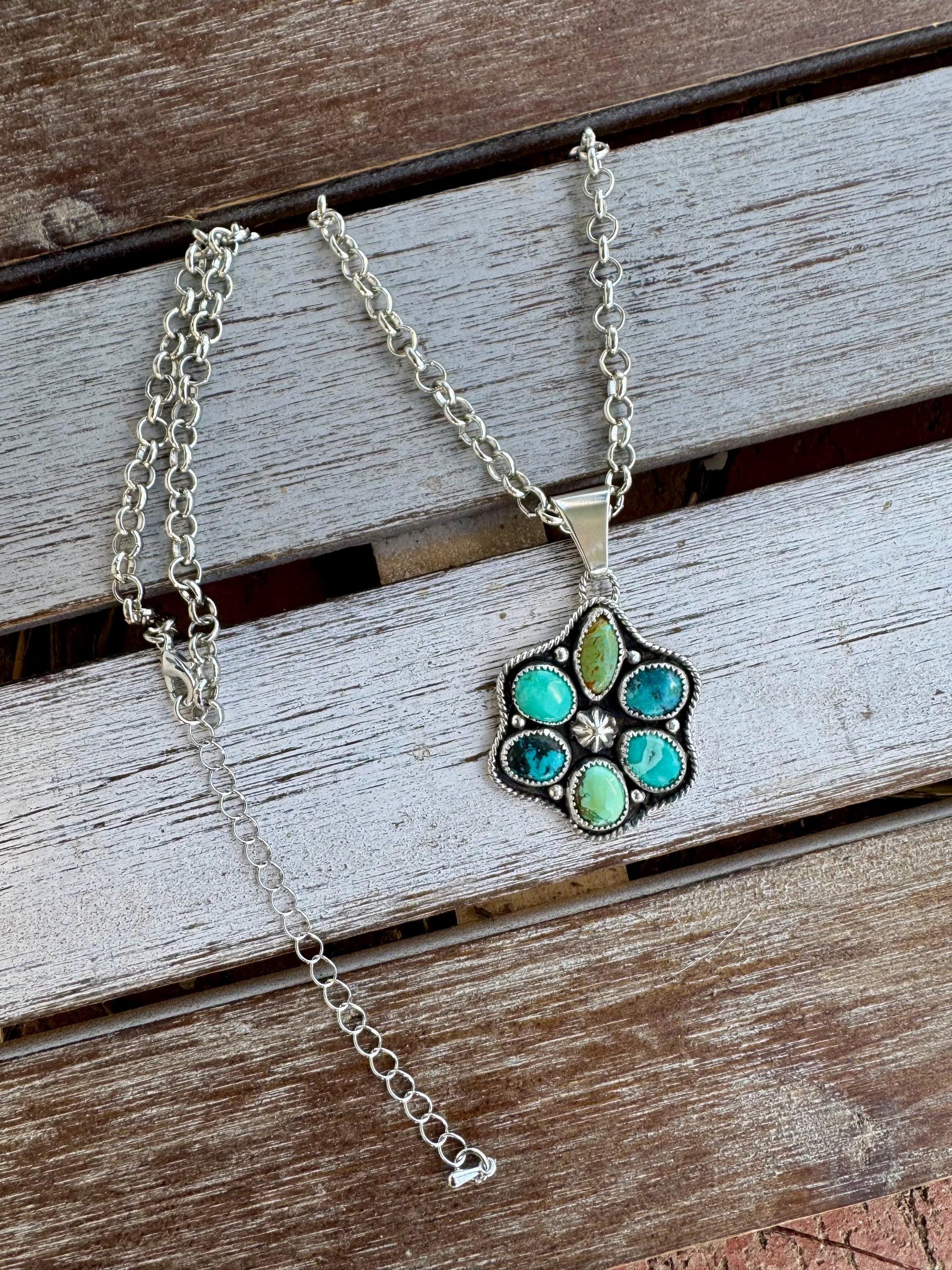 Turquoise Statement Pendant Necklace 18”