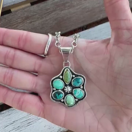 Turquoise Statement Pendant Necklace 18”