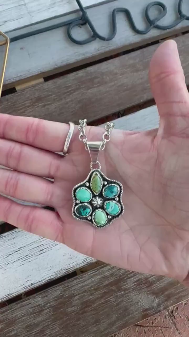 Turquoise Statement Pendant Necklace 18”